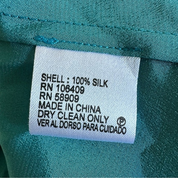 NWT Antonio Melani Small 100% Silk Turquoise Button Up Pilar Blouse Top New $129 - Picture 5 of 5